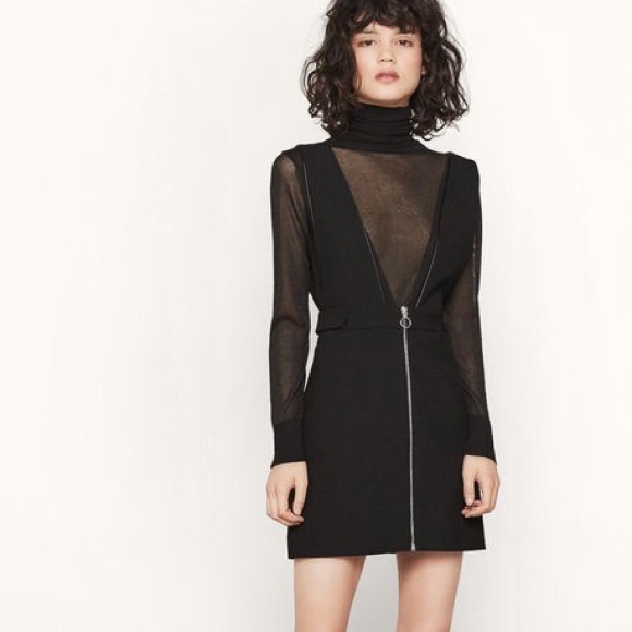 Maje Dresses & Skirts - Maje • Russell Black Pinafore Zip Front Mini Dress